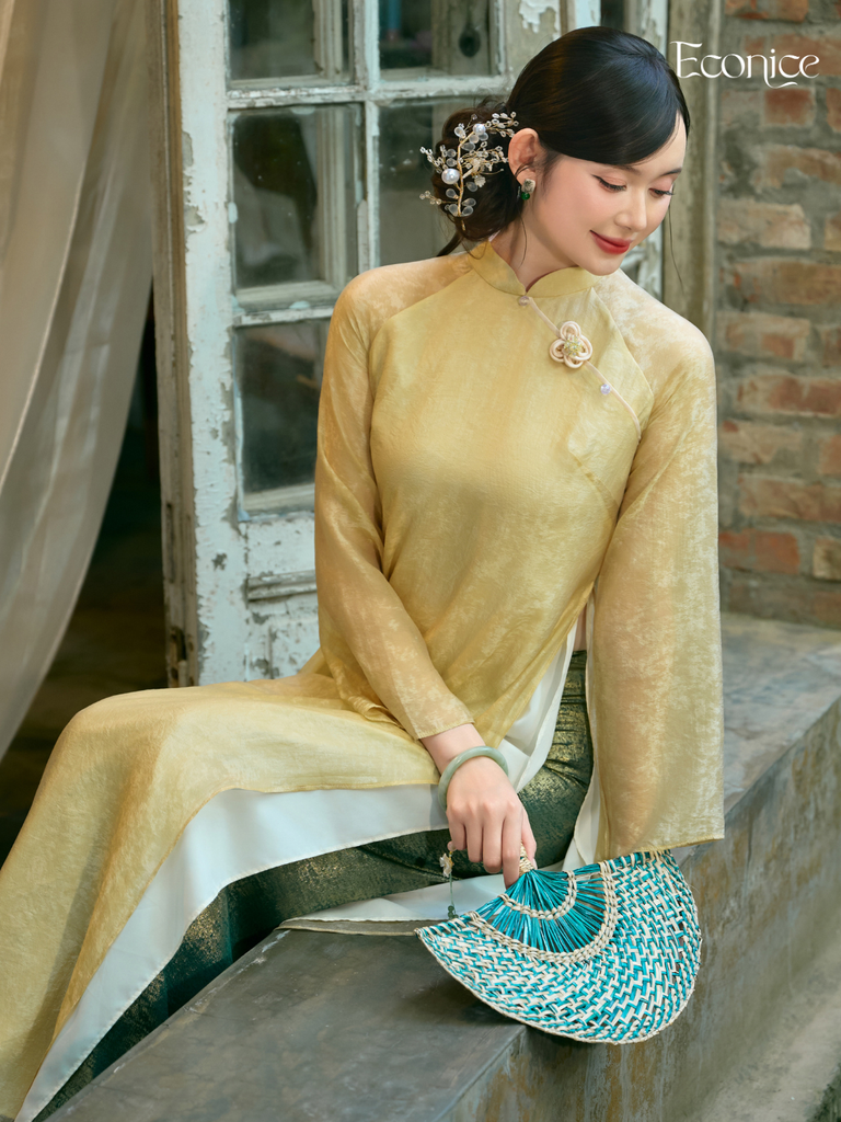 Set áo dài cách tân nữ Econice Lam Trà