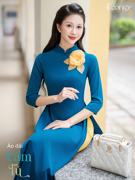 Set áo dài nữ truyền thống đính kết Cẩm Tú