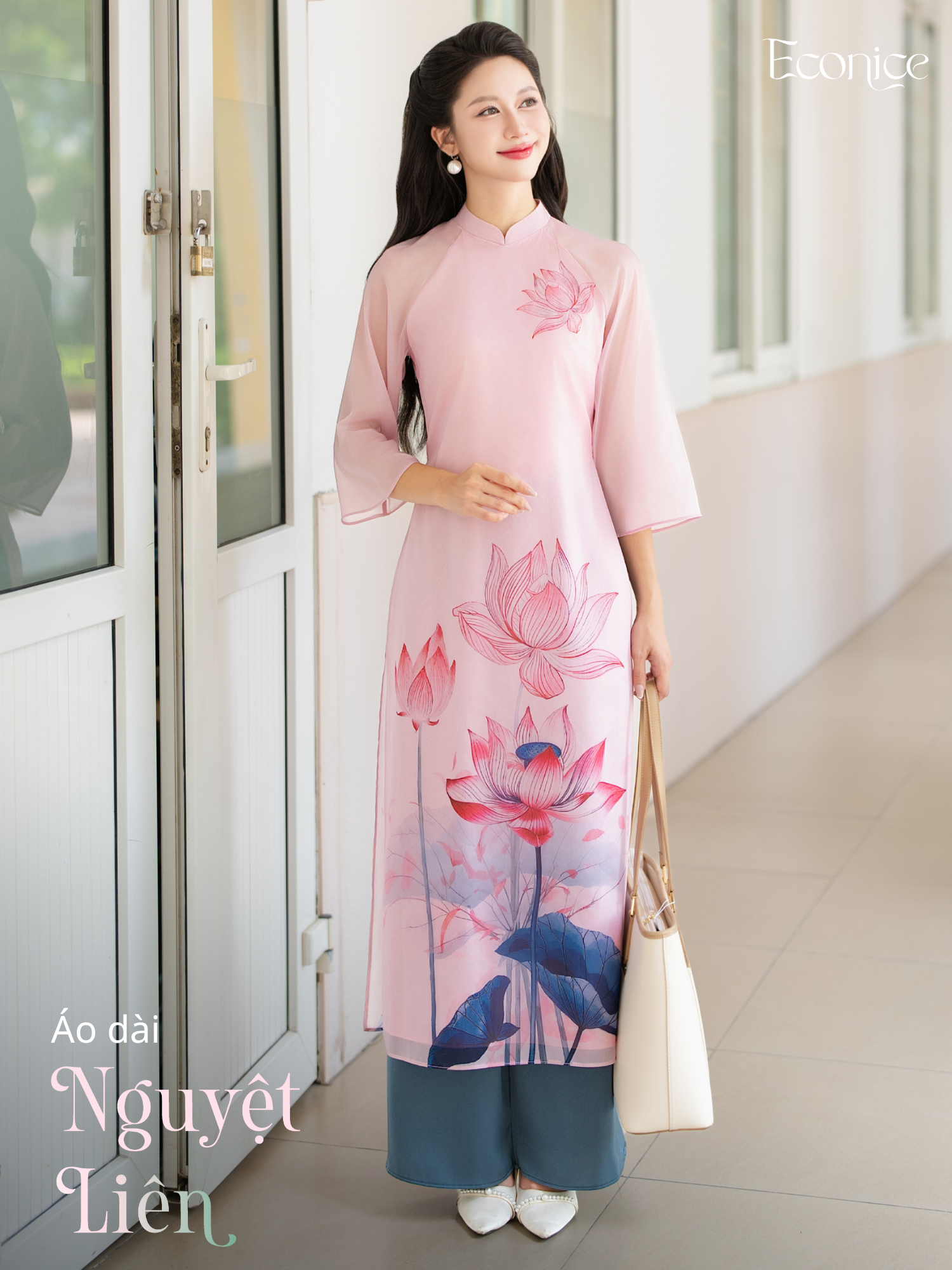 Set áo dài cách tân nữ Econice Nguyệt Liên