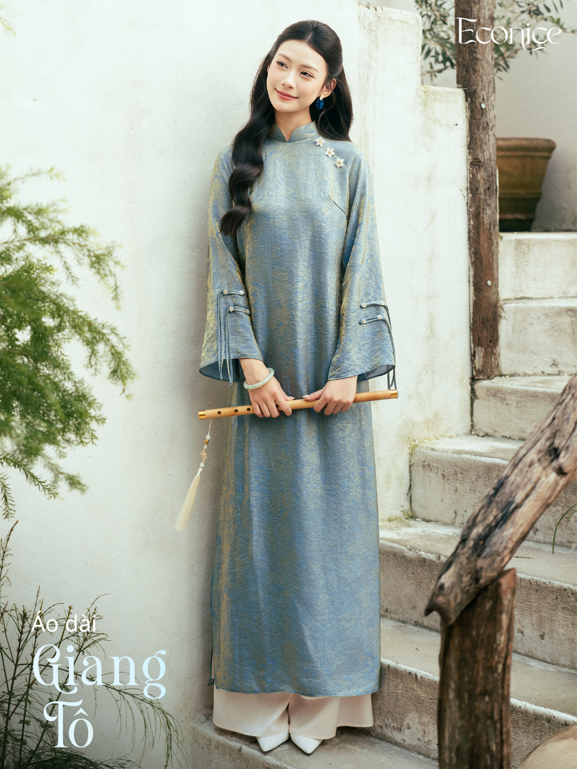 Set áo dài cách tân nữ Econice Giang Tô