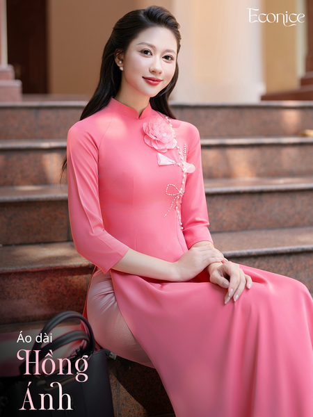 Set áo dài nữ truyền thống đính kết Hồng Ánh