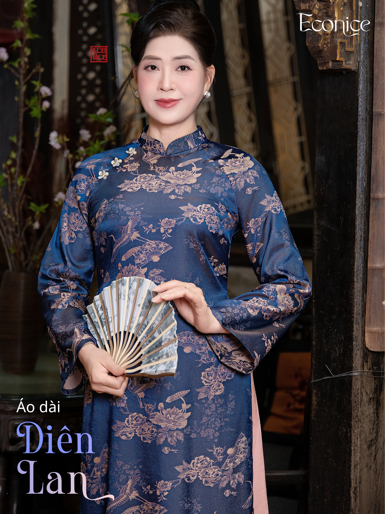 Set áo dài cách tân nữ Econice Diên Lan