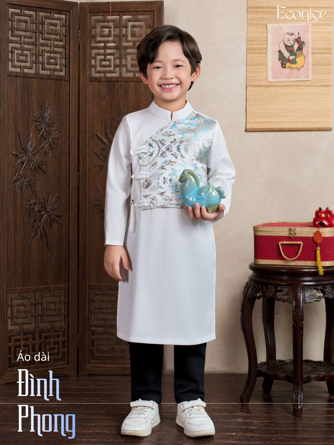 Áo dài cách tân bé trai Econice Đình Phong