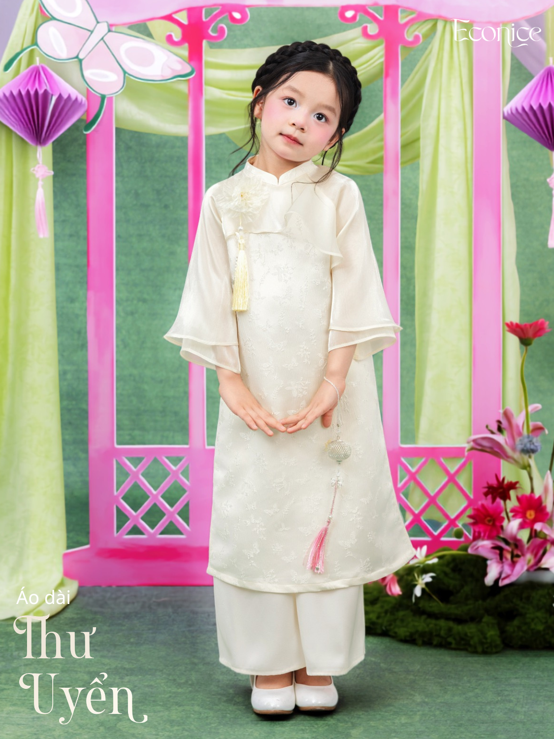 Set áo dài cách tân bé gái Econice Thư Uyển