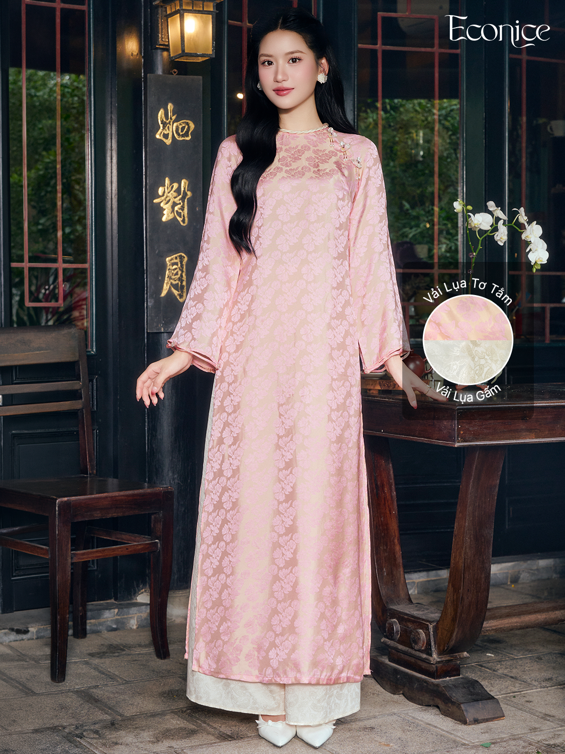 Set áo dài cách tân nữ Econice Hạ Hoa