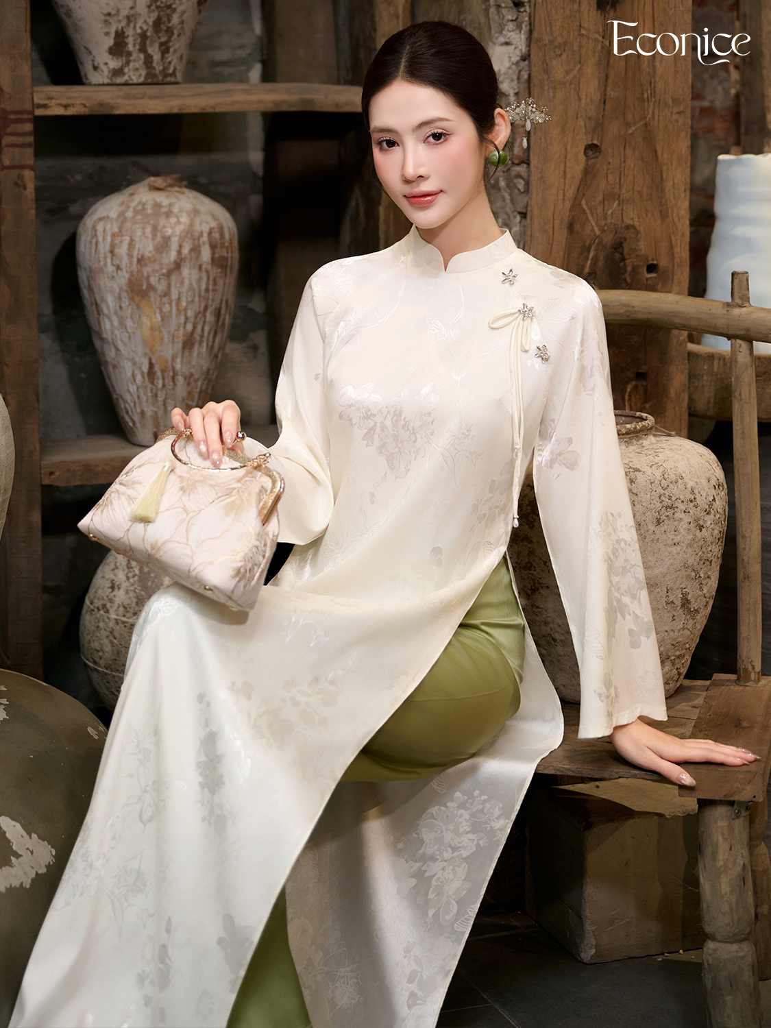 Set áo dài cách tân nữ Econice Ngọc Lưu