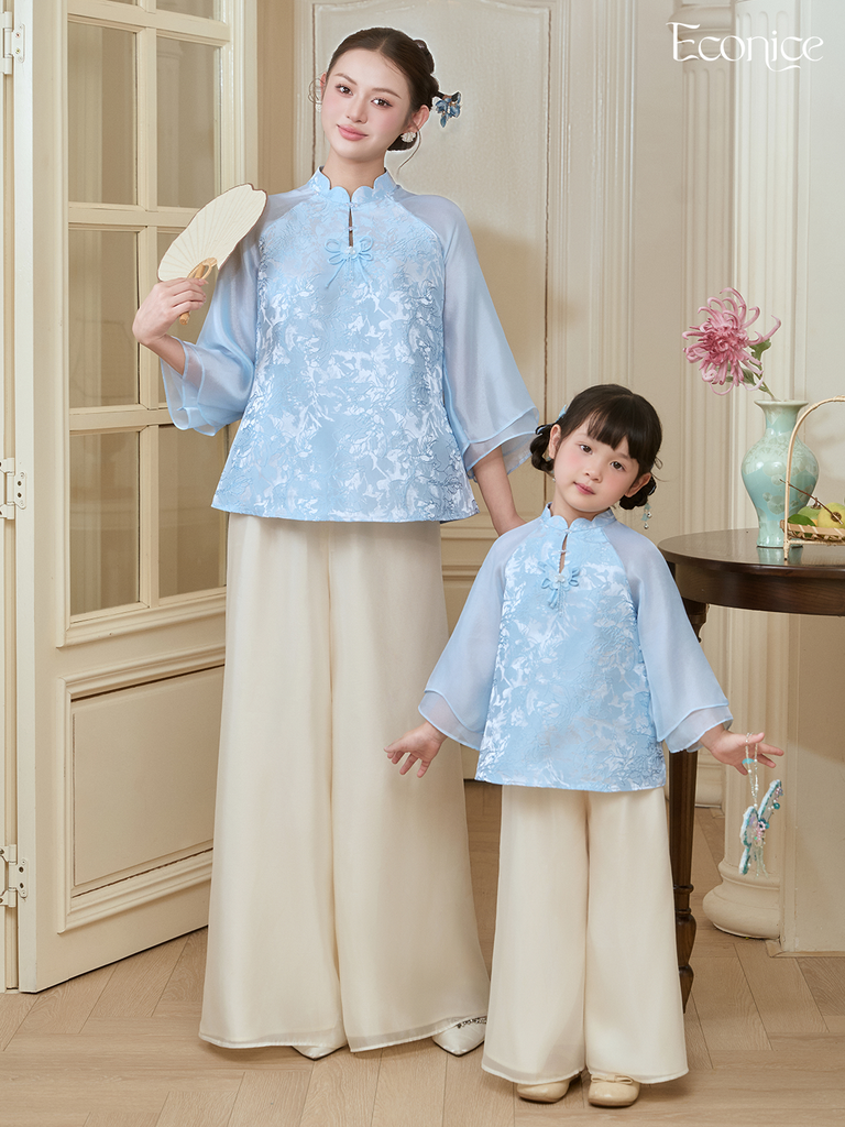Bộ gấm tơ nữ Econice Lam Chi