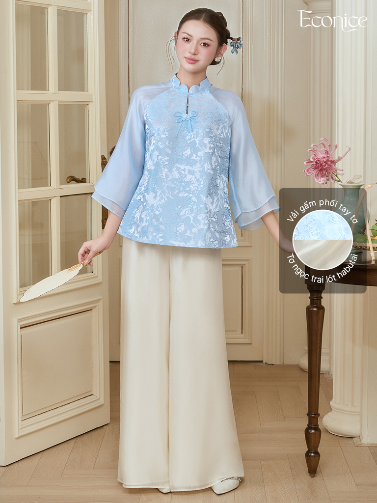Bộ gấm tơ nữ Econice Lam Chi