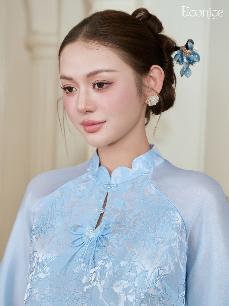 Bộ gấm tơ nữ Econice Lam Chi