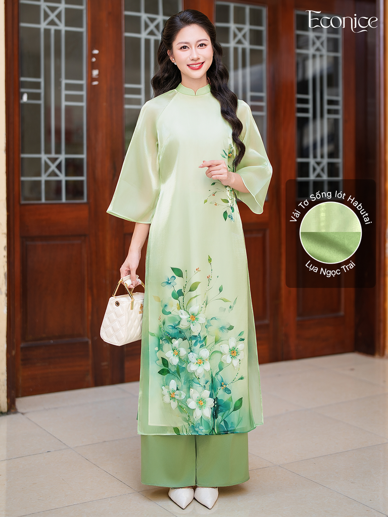 Set áo dài cách tân nữ đính kết Econice Thanh Sam