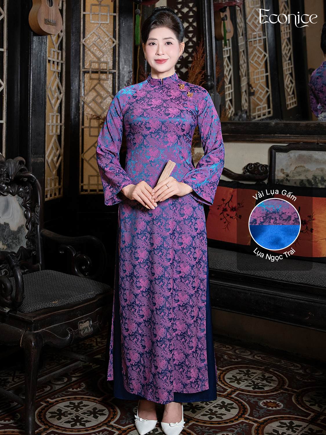 Set áo dài cách tân nữ Econice Cẩm Vân