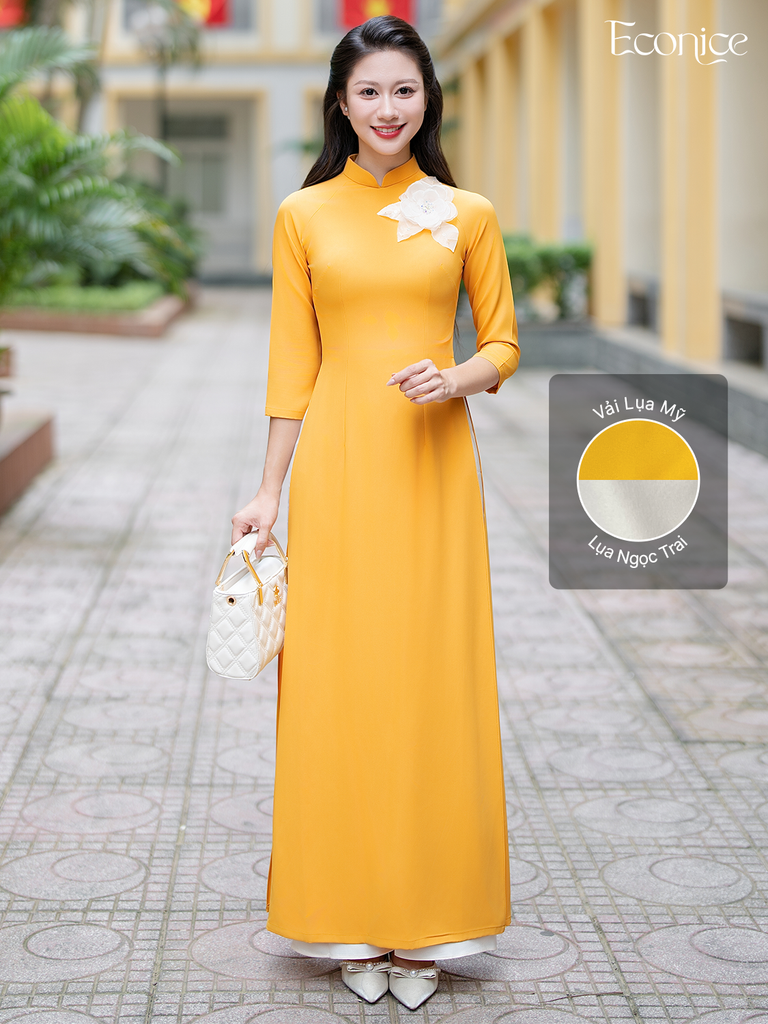 Set áo dài nữ truyền thống đính kết Linh Châu