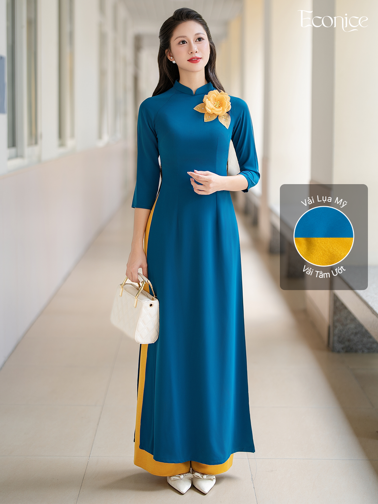 Set áo dài nữ truyền thống đính kết Cẩm Tú