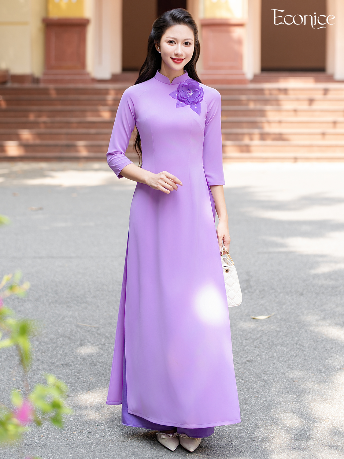 Set áo dài nữ truyền thống đính kết Viên Hân