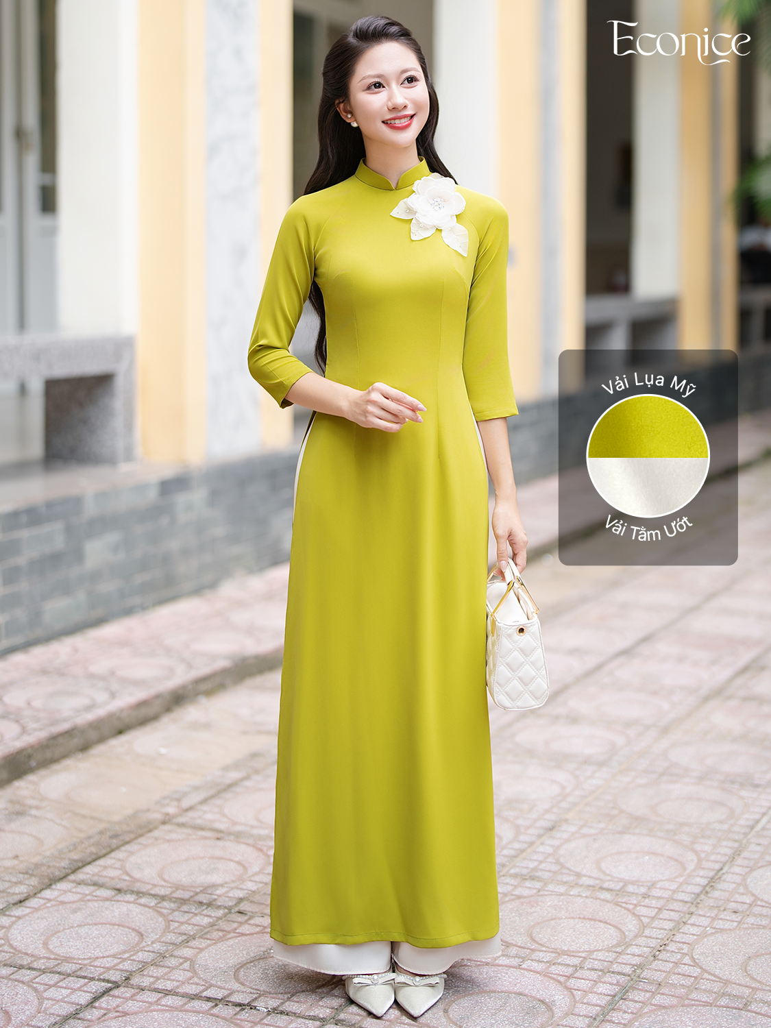Set áo dài nữ truyền thống đính kết Liễu Như