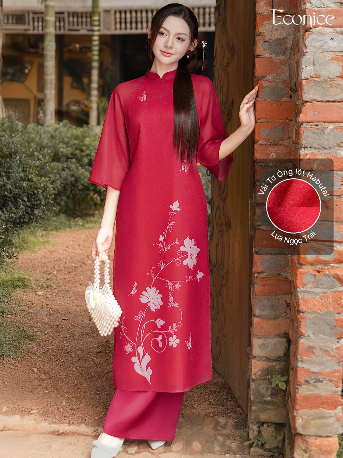 Set áo dài cách tân nữ Econice Hiên Hoa