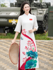 Set áo dài cách tân nữ HOA Hồng Hà
