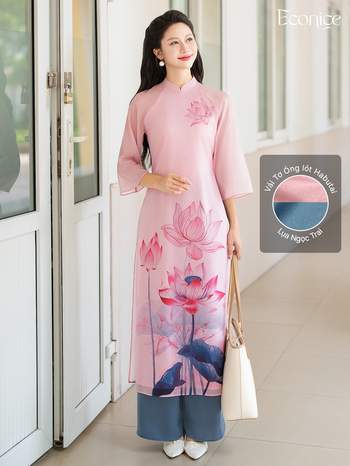 Set áo dài cách tân nữ Econice Nguyệt Liên