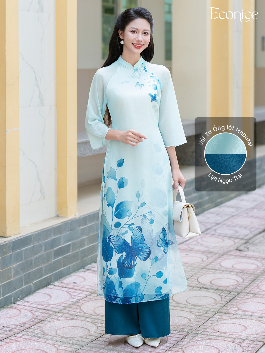 Set áo dài cách tân nữ Econice Bạch Dương
