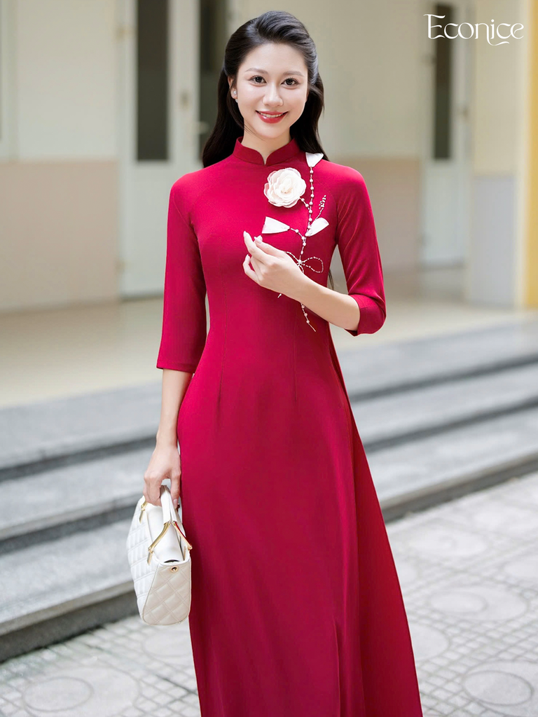 Set áo dài nữ truyền thống đính kết Dung Hoa