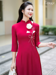 Set áo dài nữ truyền thống đính kết Dung Hoa