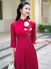 Set áo dài nữ truyền thống đính kết Dung Hoa