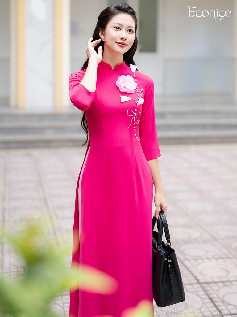 Set áo dài nữ truyền thống đính kết Yên Chi