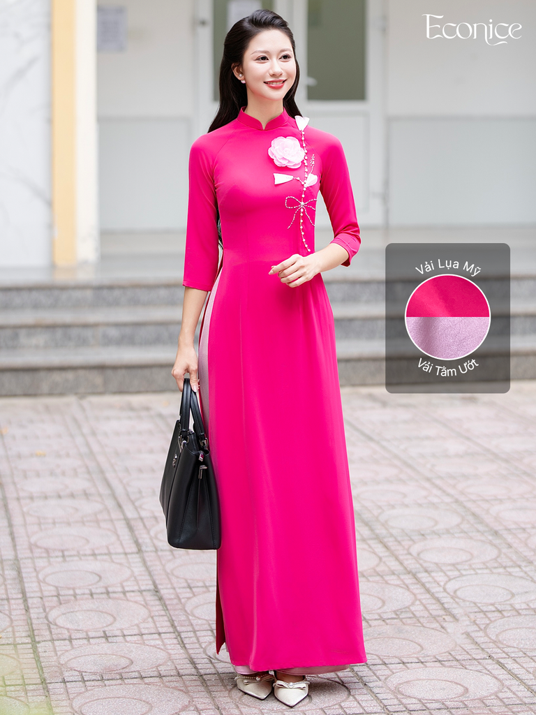 Set áo dài nữ truyền thống đính kết Yên Chi
