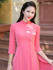 Set áo dài nữ truyền thống đính kết Hồng Ánh