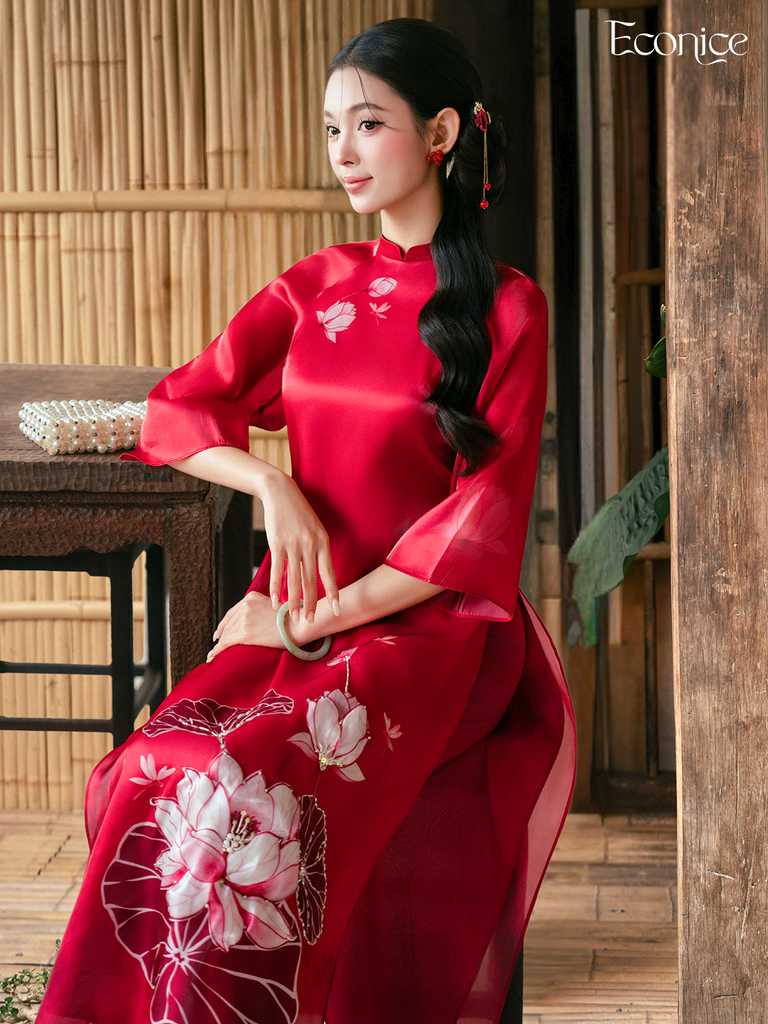 Set áo dài cách tân nữ đính kết Econice Dao Linh