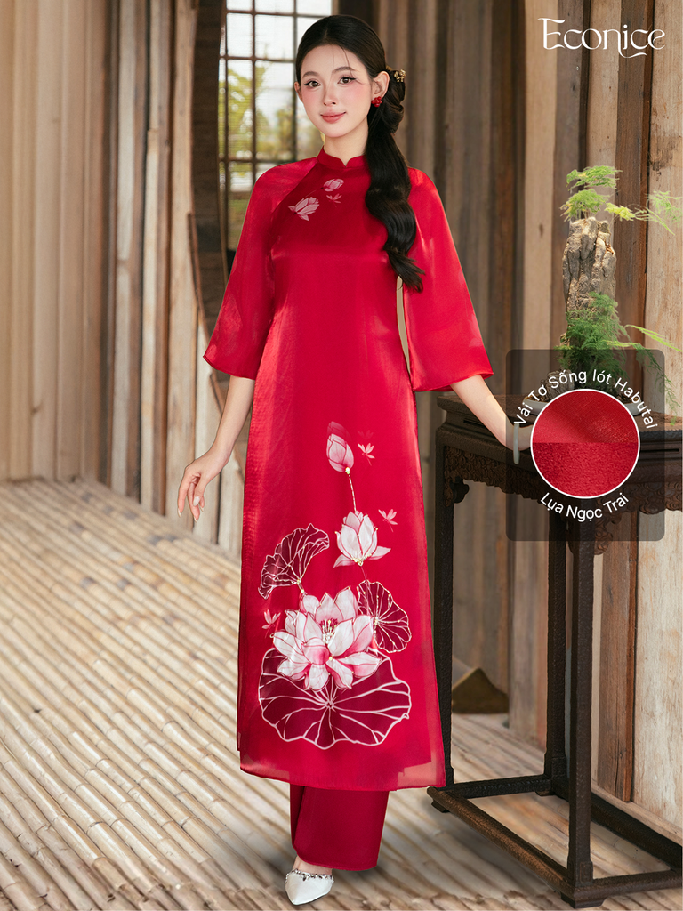 Set áo dài cách tân nữ đính kết Econice Dao Linh