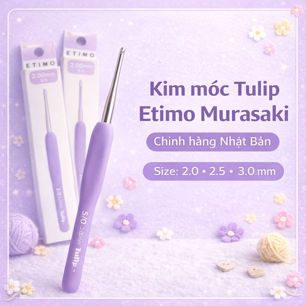  Kim móc len Tulip Etimo Murasaki tím Nhật Bản – Kim móc công thái học cao cấp - Đầu kim trơn mượt 