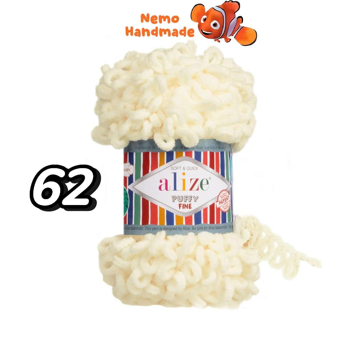  Len Alize Puffy Fine - Sợi len vòng không cần kim | Làm chăn, túi, gối tựa, khăn choàng cho bé,decor 