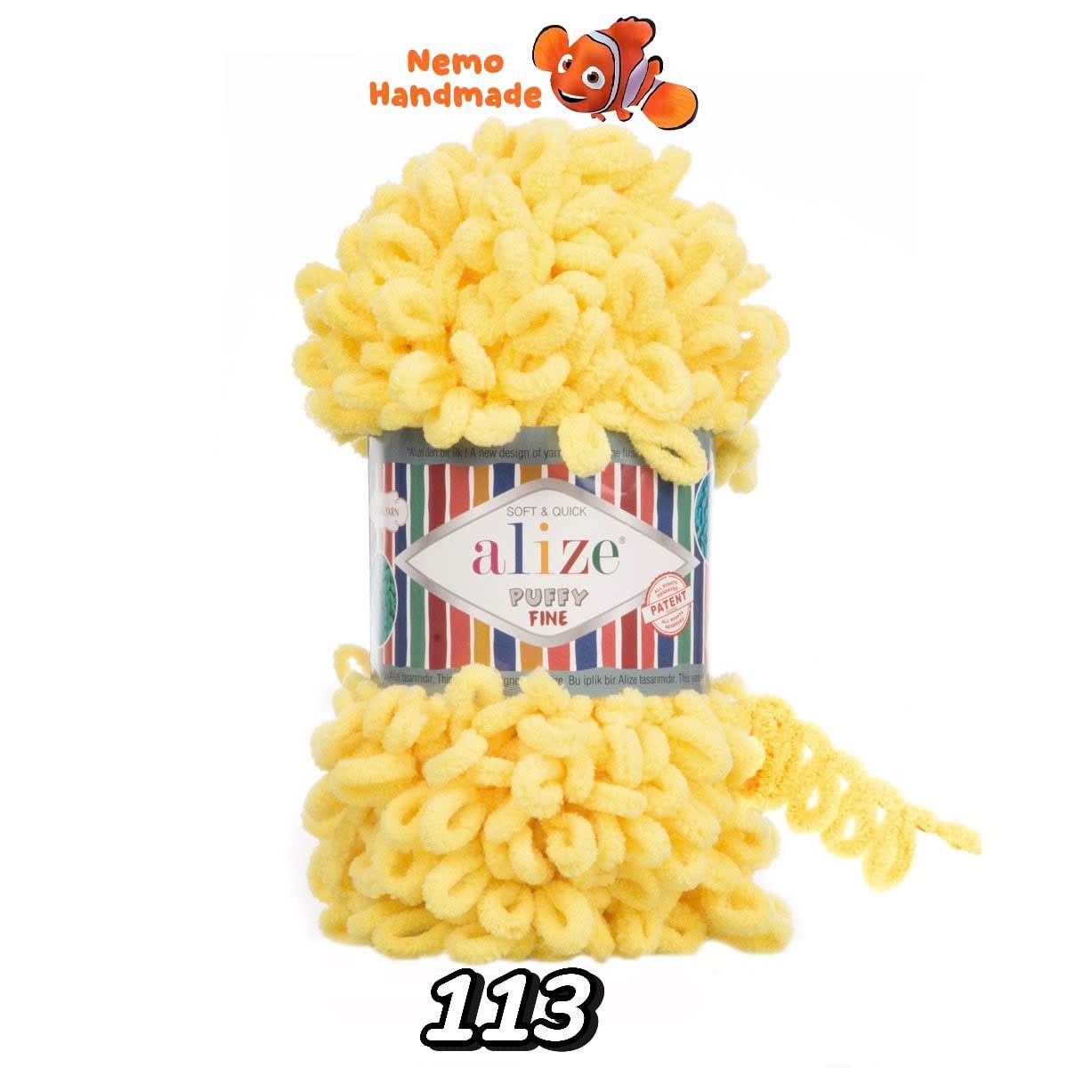  Len Alize Puffy Fine - Sợi len vòng không cần kim | Làm chăn, túi, gối tựa, khăn choàng cho bé,decor 