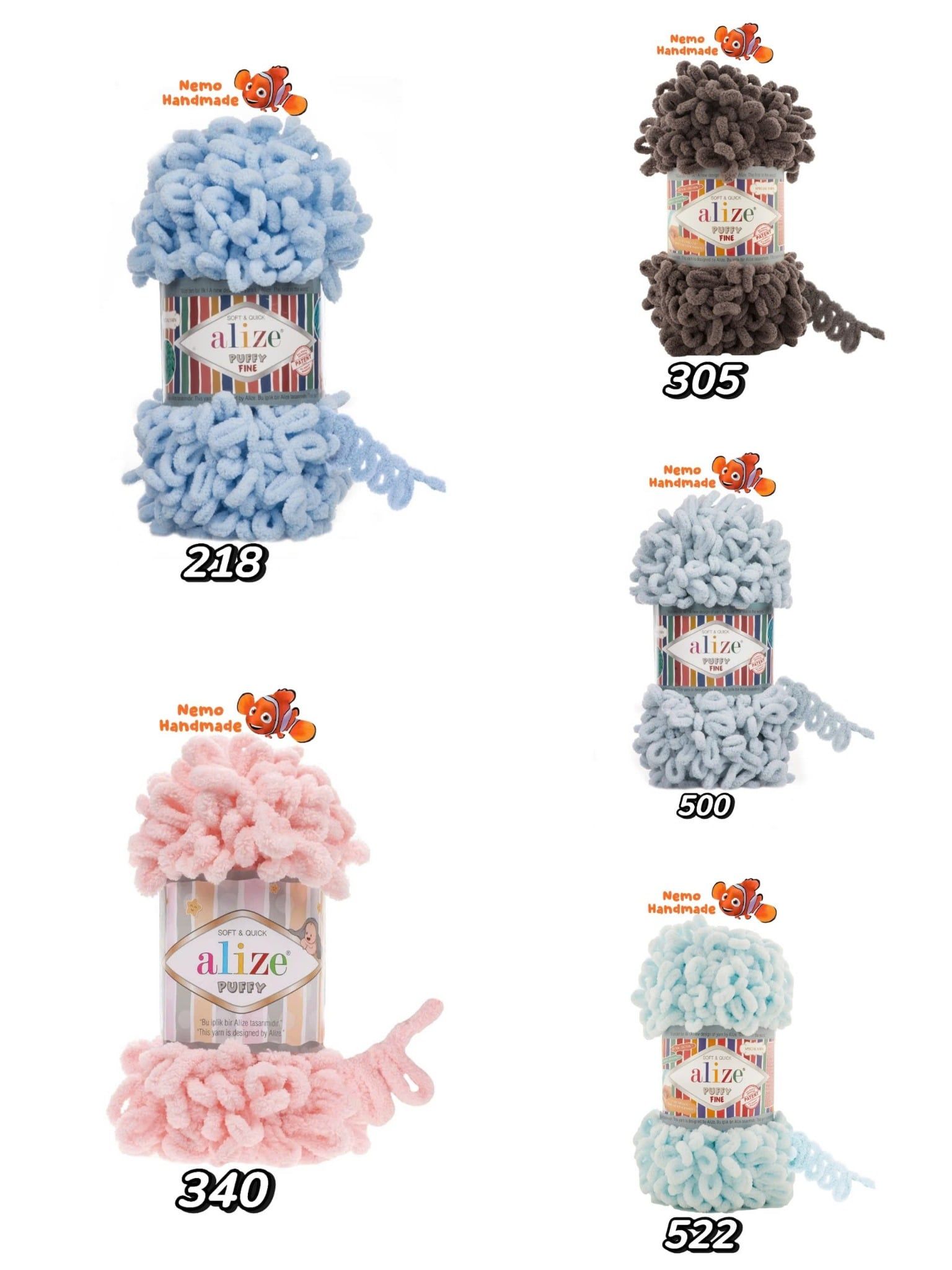  Len Alize Puffy Fine - Sợi len vòng không cần kim | Làm chăn, túi, gối tựa, khăn choàng cho bé,decor 