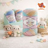  Len Cotton Gold Batik Thổ Nhĩ Kỳ - Mềm mại, an toàn, bền màu – Full bảng màu - Móc búp bê, đồ cho bé 