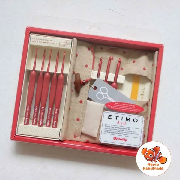 Kim móc len Tulip Etimo Red chính hãng Nhật Bản – Kim móc công thái học cao cấp - Đầu kim trơn mượt 