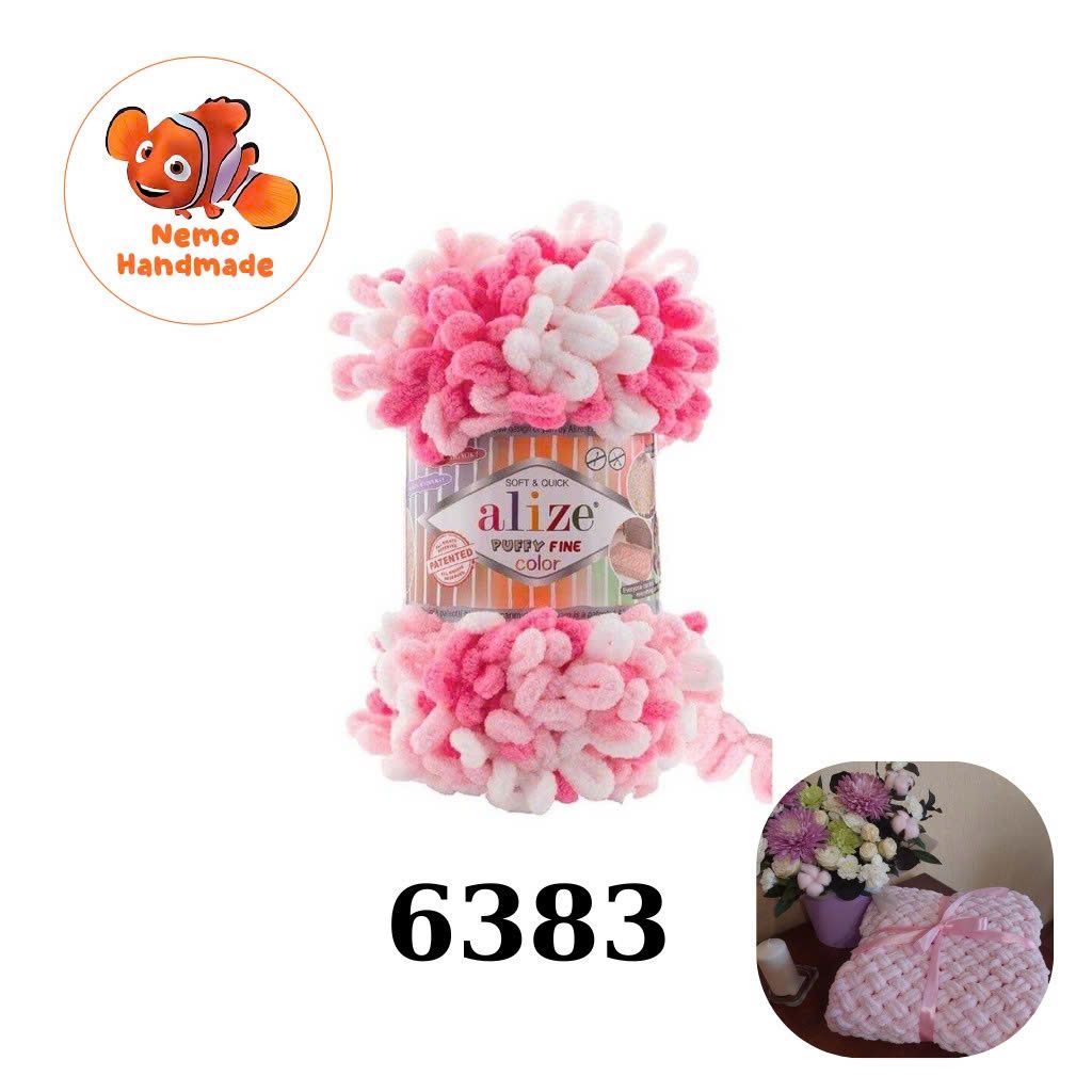  Len ALize Puffy Fine Color - Len Vòng Loang Màu không cần kim | Làm Chăn, Túi, Thú Bông, Home Decor 