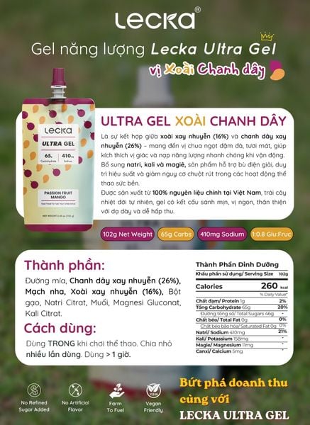  Ultra Gel Lecka vị Xoài Chanh Dây 102g 