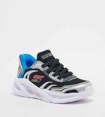 Giày thể thao Skech trẻ em Slip Ins Lights - Đen viền bạc