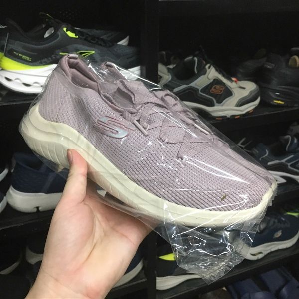 Giày thể thao nữ Skech cổ chun dây giả- Tím nhạt