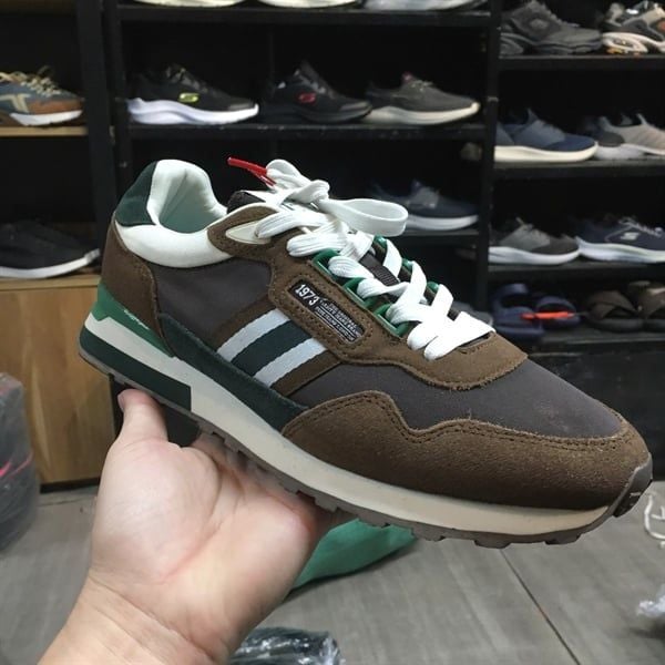 Giày Sneakers PepeJeans xuất dư xịn - Nâu viền xanh