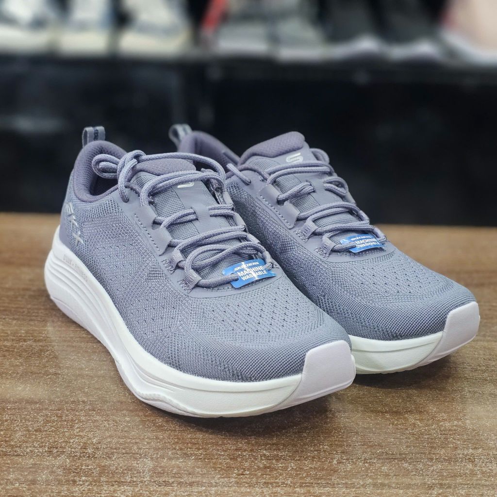 Giày thể thao Skech D'lux Fitness siêu nhẹ- Ghi viền tím