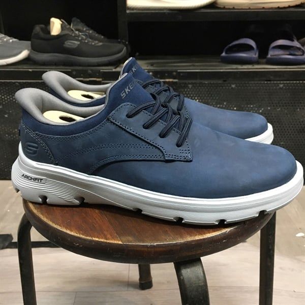 Giày thể thao da Skech Slip-ins Arch Fit Garza- Xanh navy