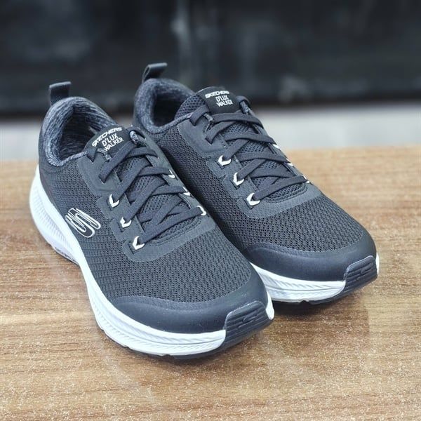 Giày thể thao nữ cổ chun Skech D'lux Walker- Đen đế trắng