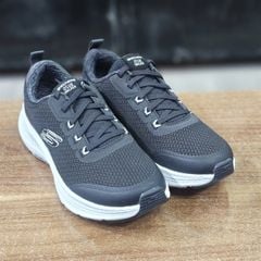 Giày thể thao nữ cổ chun Skech D'lux Walker- Đen đế trắng