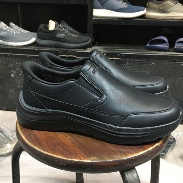 Giày thể thao da Skech cổ chun siêu nhẹ - Đen