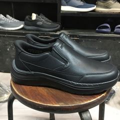 Giày thể thao da Skech cổ chun siêu nhẹ - Đen