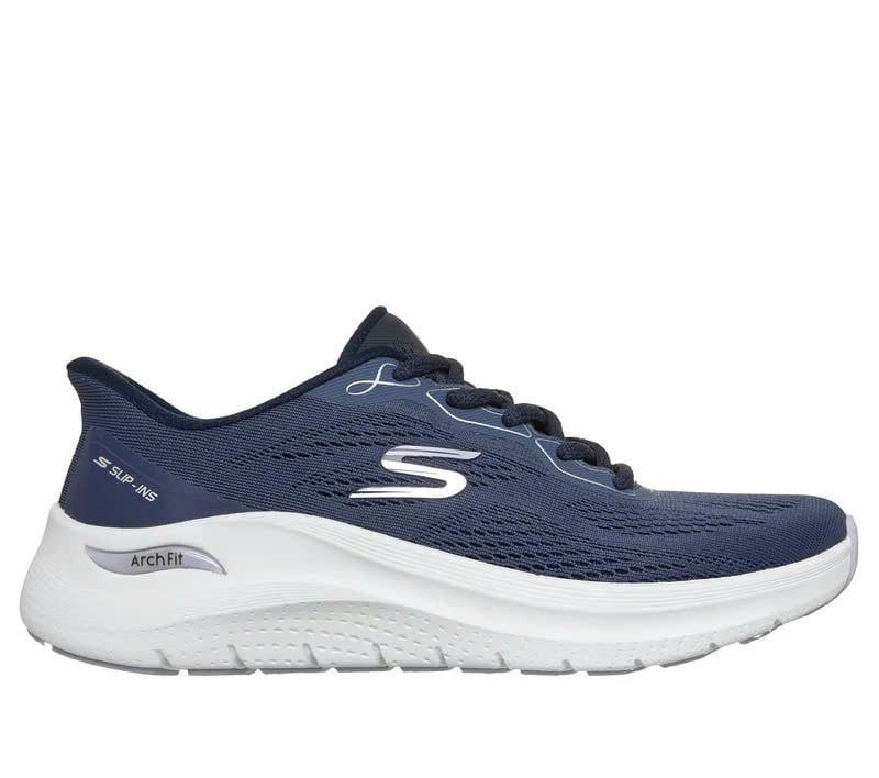 Giày thể thao đế cao Skech Hands free Slip Ins - Xanh navy