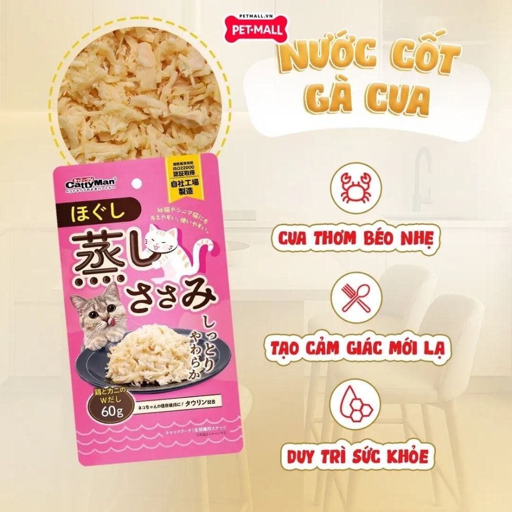 60g - Ức gà hấp xé nhỏ Cattyman Petmall